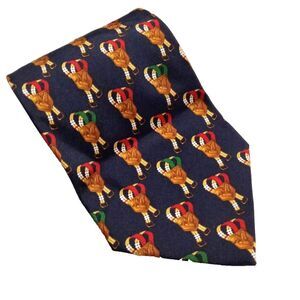 Giacomo De Senese Tie Necktie Mens Blue Duck Geometric 100% Silk Woven Italy 57"